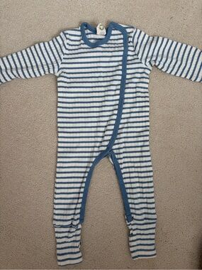 Striped Blue and White Baby One-Piece Romper